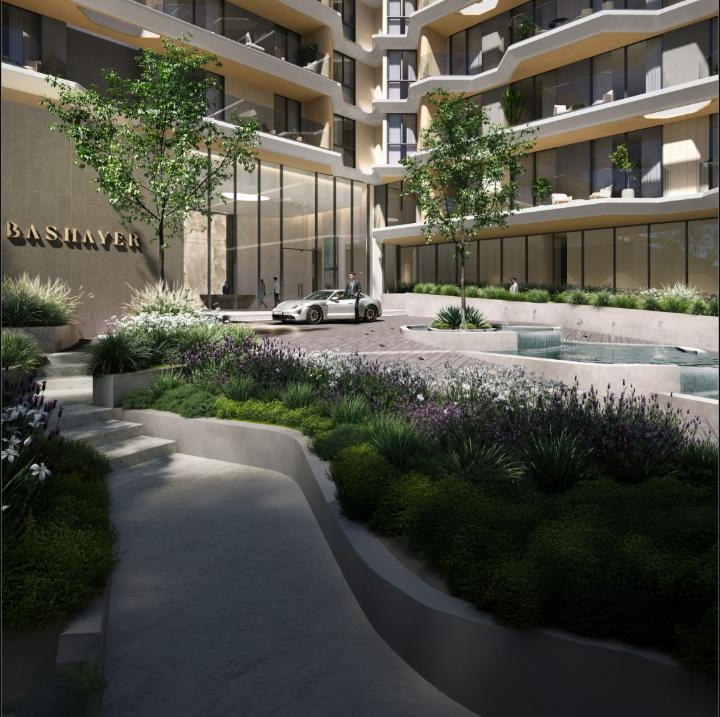 Bashayer building entrance and arrival court render