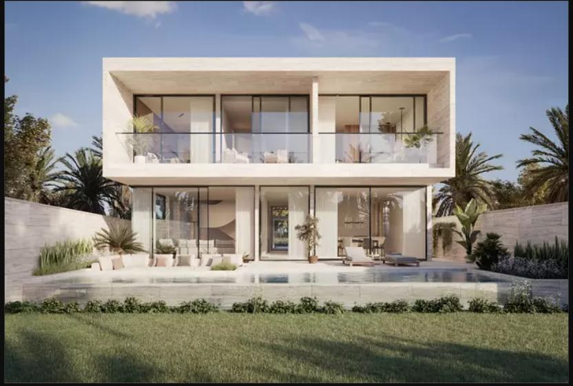 Nawayef West villa rear garden and pool render